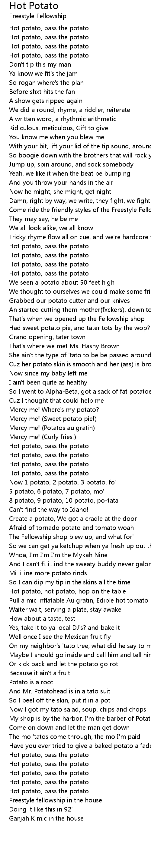 Hot Potato Lyrics Follow Lyrics