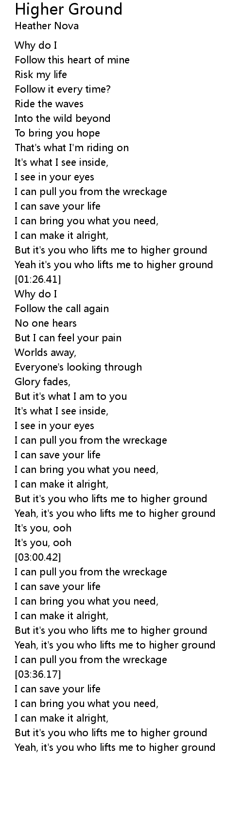 Higher Ground Lyrics Follow Lyrics