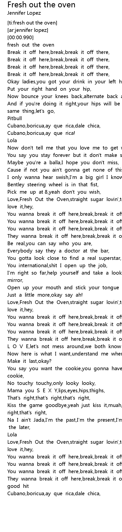 Fresh Out The Oven Lyrics Follow Lyrics