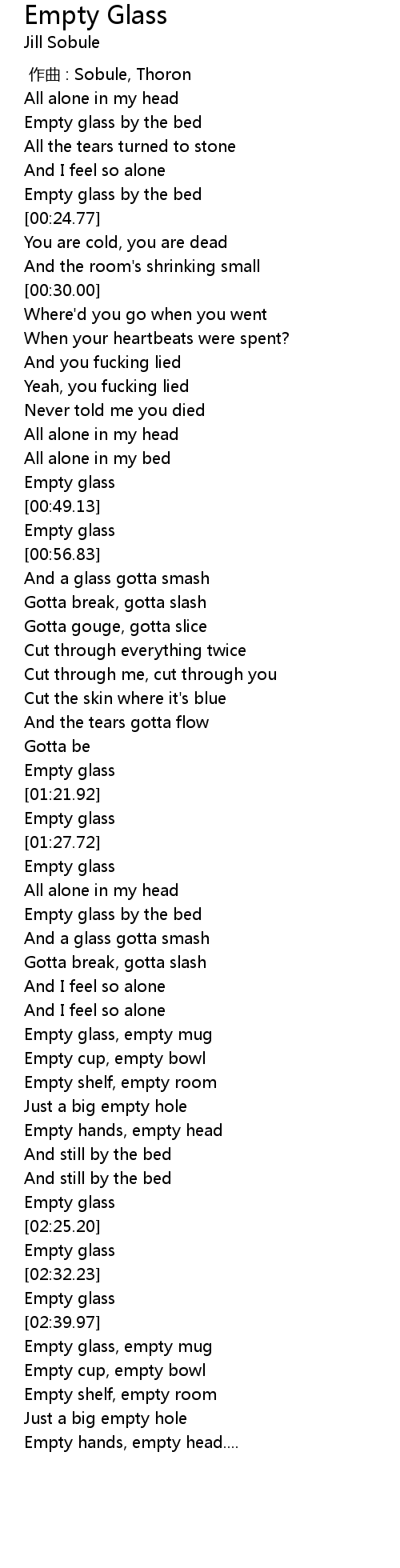 Empty Glass Lyrics Follow Lyrics