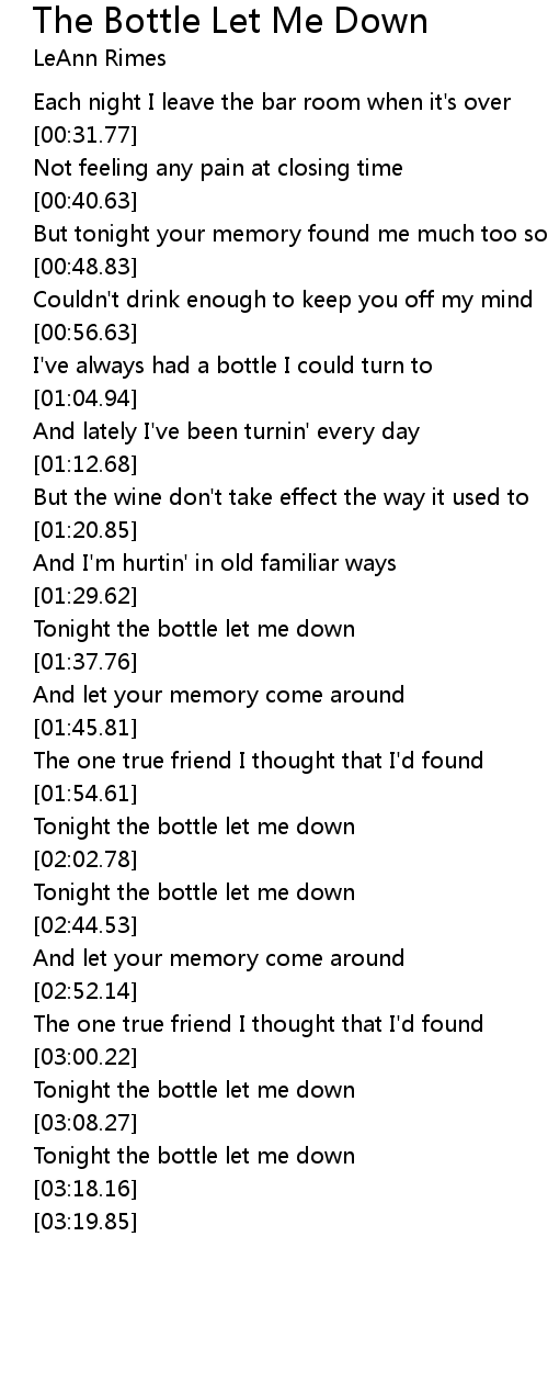 The Bottle Let Me Down Lyrics - Follow Lyrics