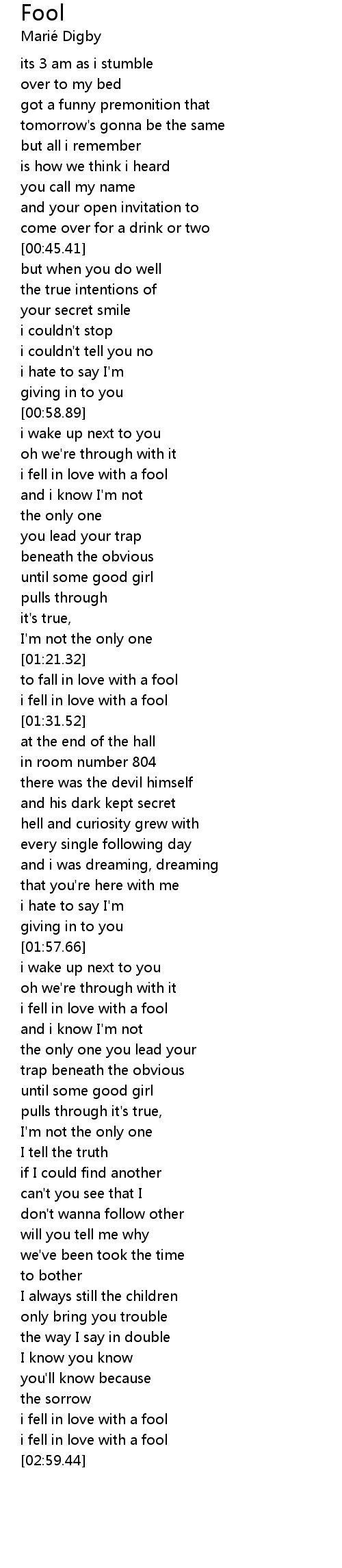 Fool Lyrics Follow Lyrics