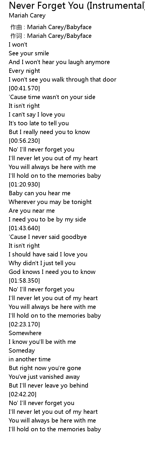 Never Forget You Instrumental Lyrics Follow Lyrics