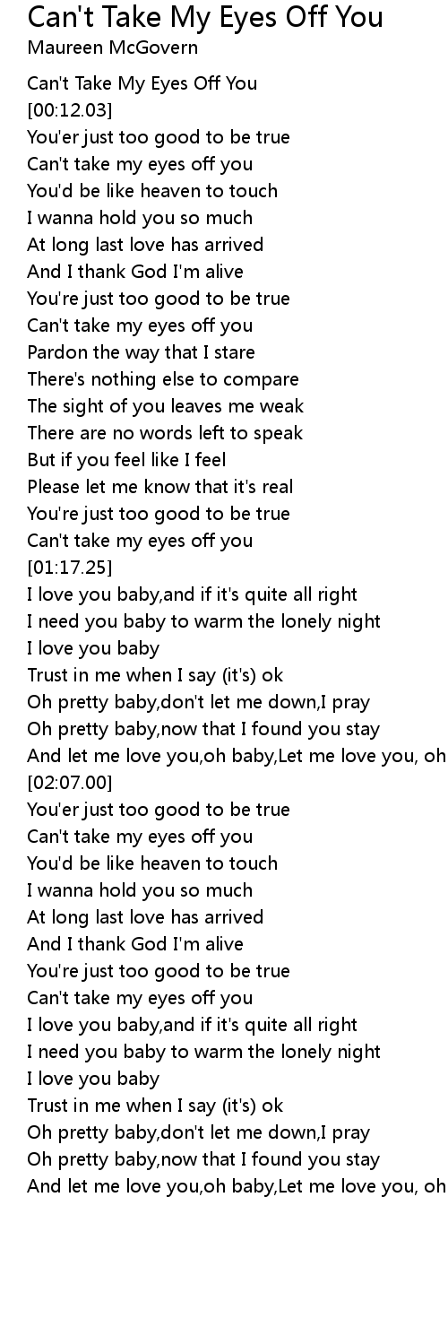 Can T Take My Eyes Off You Lyrics Follow Lyrics