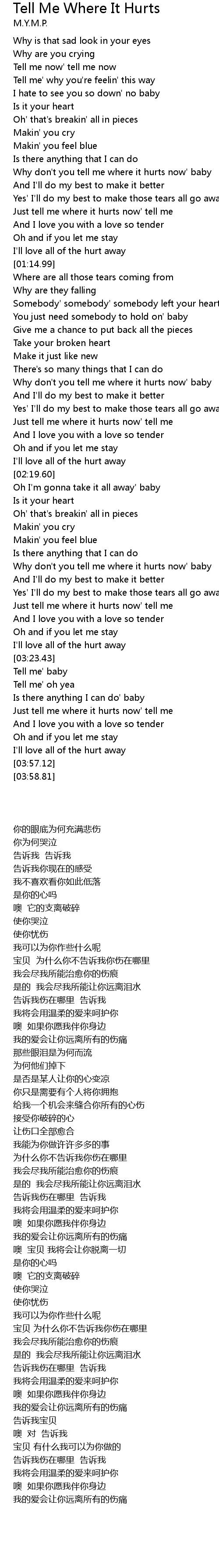 Tell Me Where It Hurts Lyrics Follow Lyrics