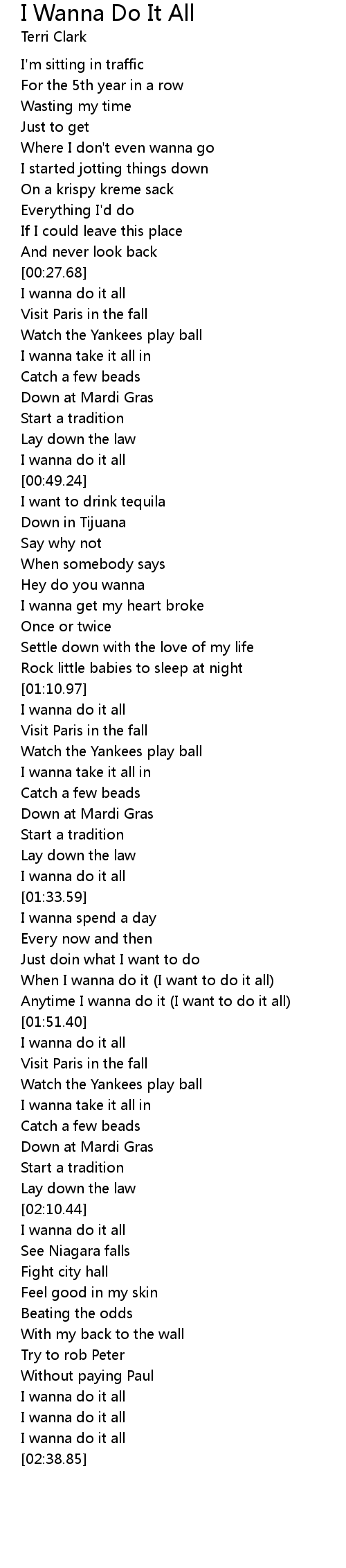 I Wanna Do It All Lyrics Follow Lyrics