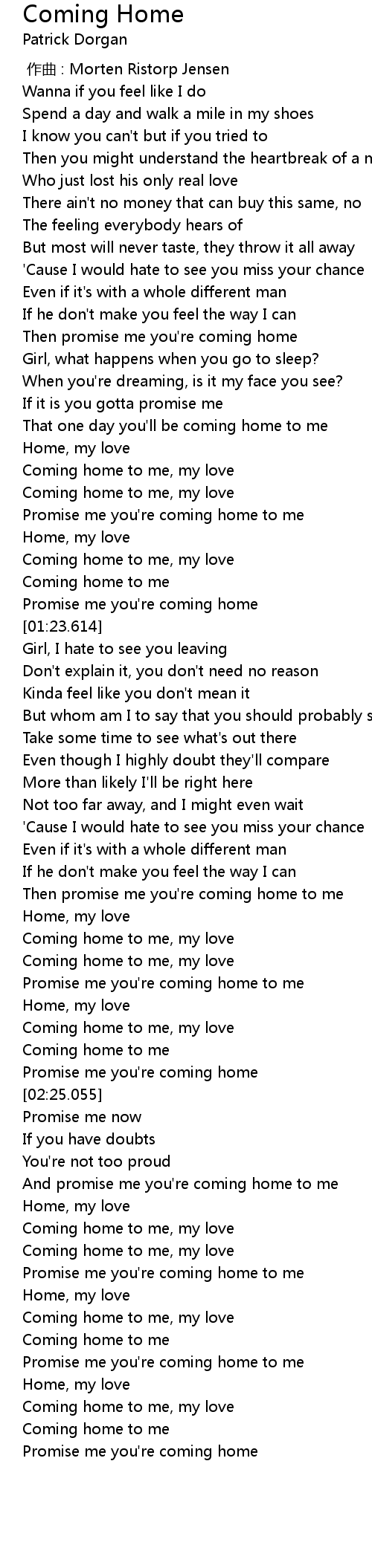 Coming Home Lyrics Follow Lyrics