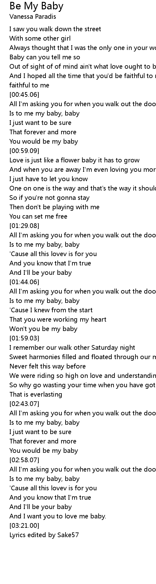 Be My Baby Lyrics Follow Lyrics