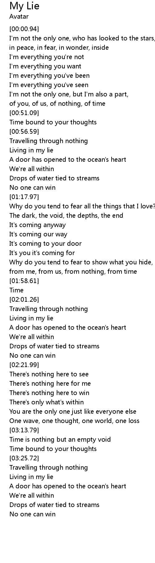 My Lie Lyrics Follow Lyrics