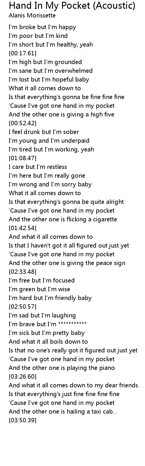 Alanis Morissette – Hand In My Pocket Lyrics