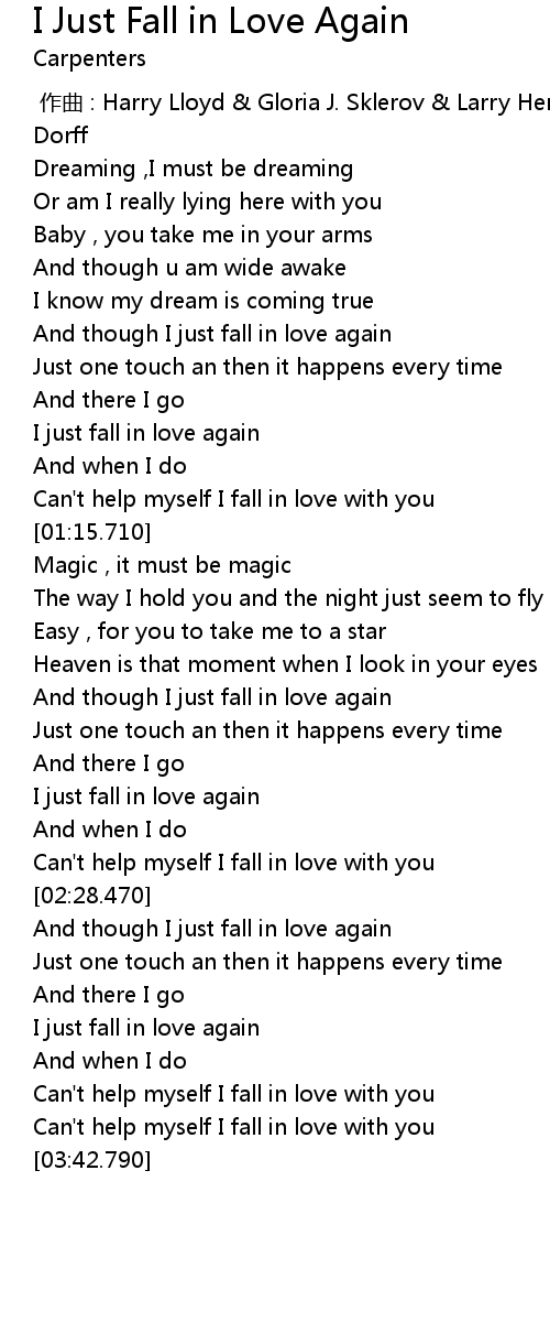 I Just Fall In Love Again Lyrics Follow Lyrics