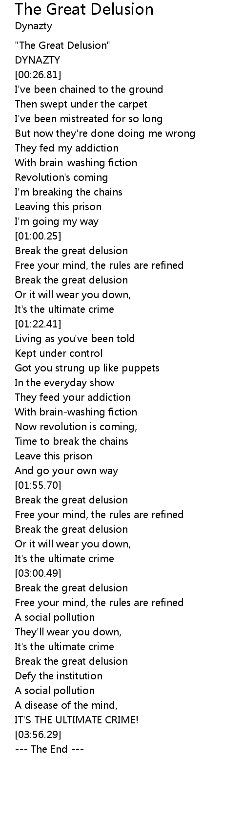 The Great Delusion Lyrics Follow Lyrics