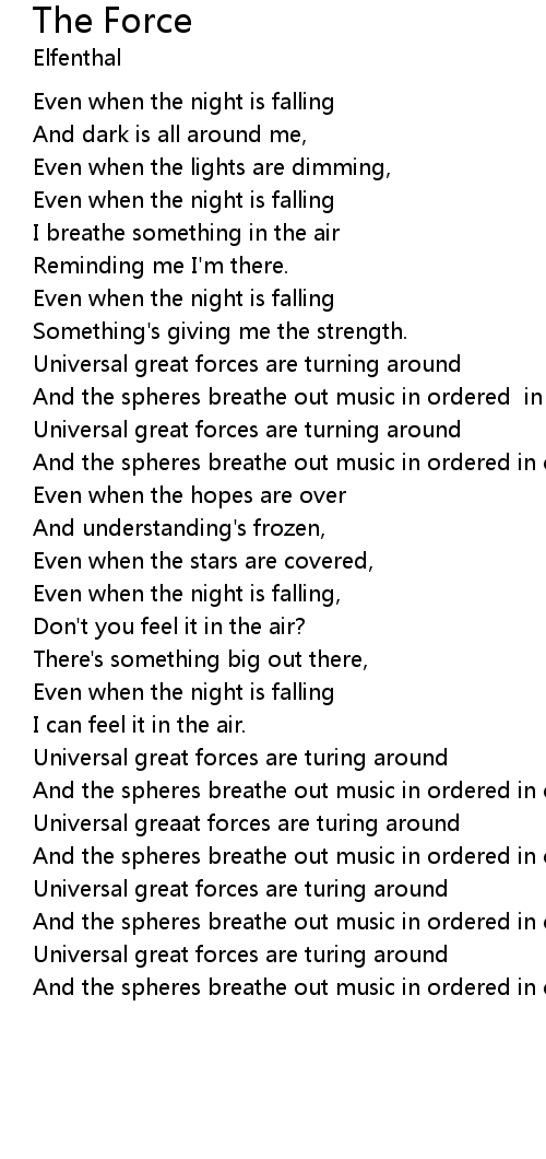 the force lyrics follow lyrics