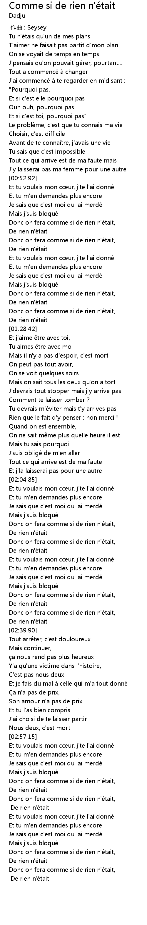 Comme Si De Rien N Etait Comme Si De Rien N E Tait Lyrics Follow Lyrics