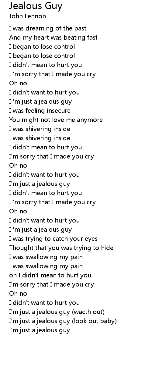 Jealous Guy Lyrics Follow Lyrics