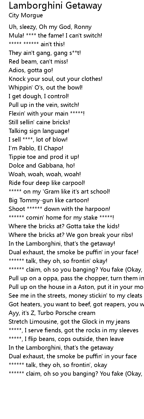 Lamborghini Getaway Lyrics - Follow Lyrics