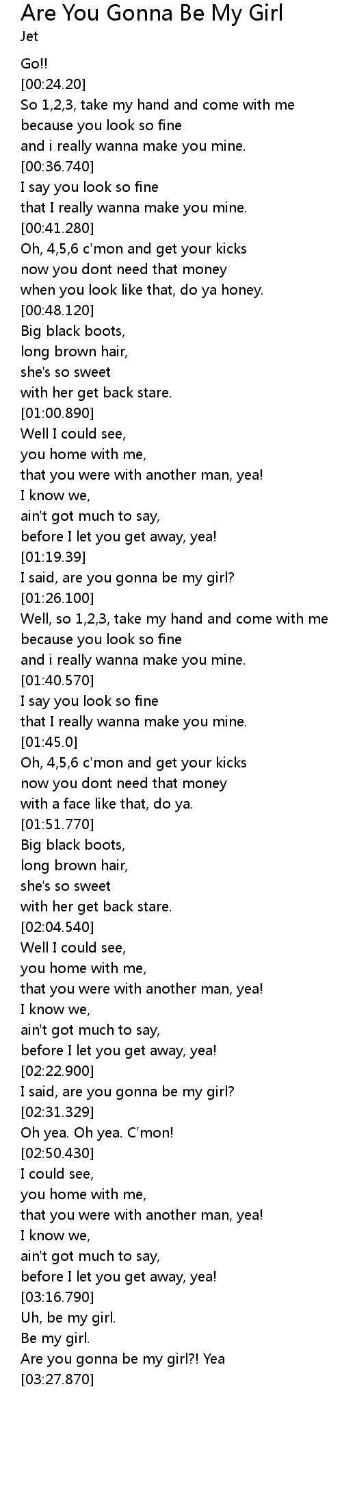 Are You Gonna Be My Girl Lyrics Follow Lyrics