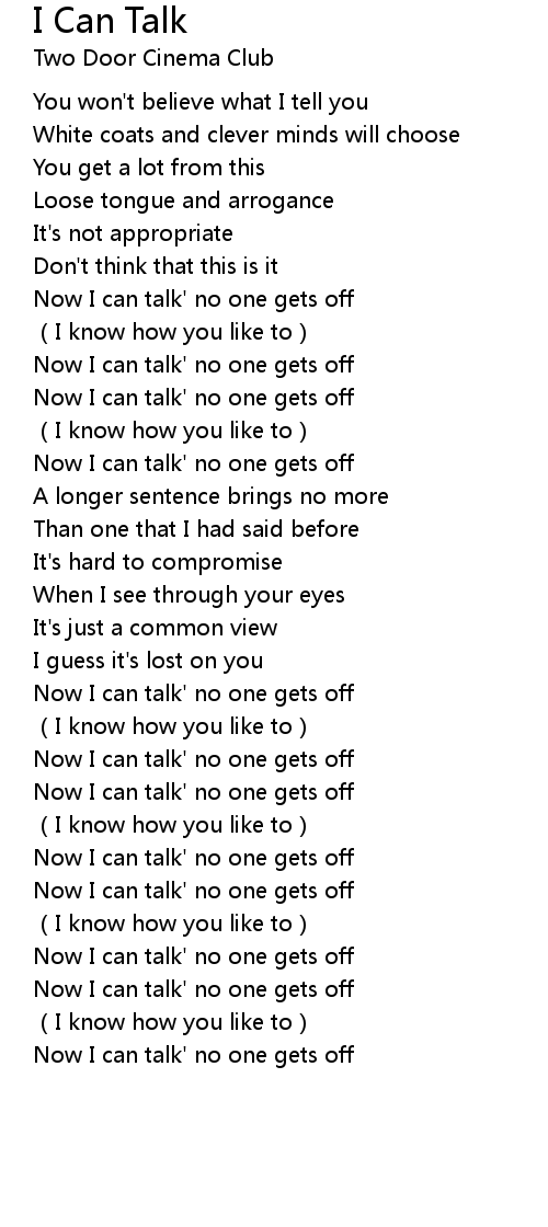 I Can Talk Lyrics - Follow Lyrics