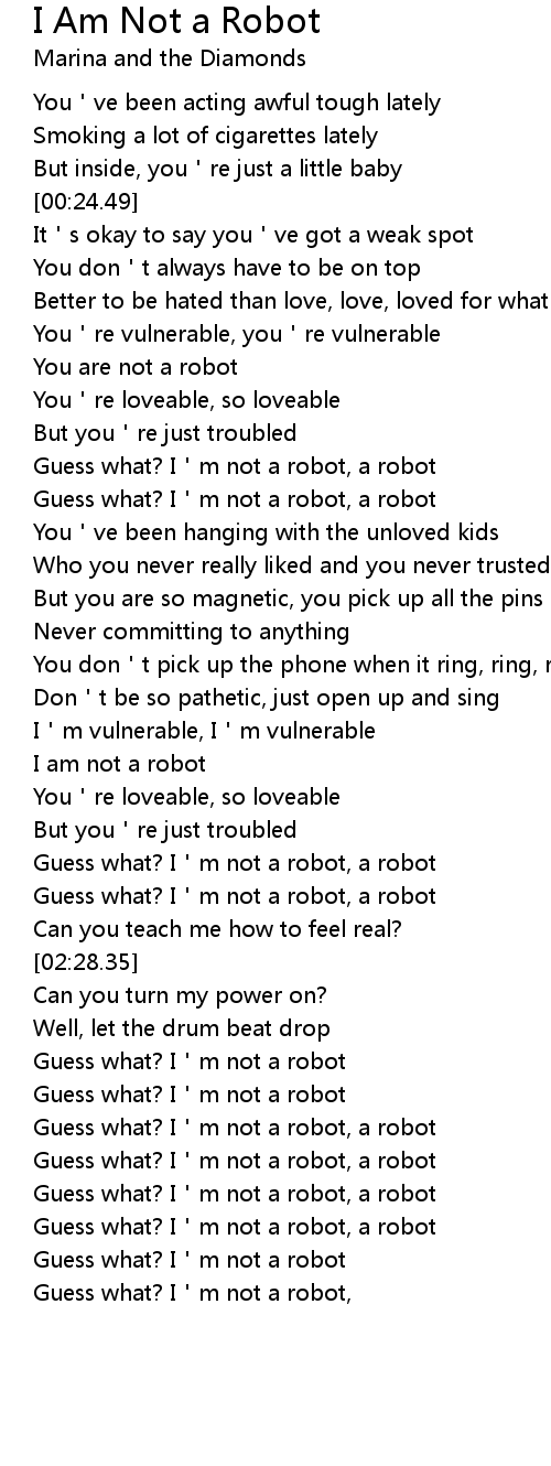 I Am Not A Robot Lyrics Follow Lyrics