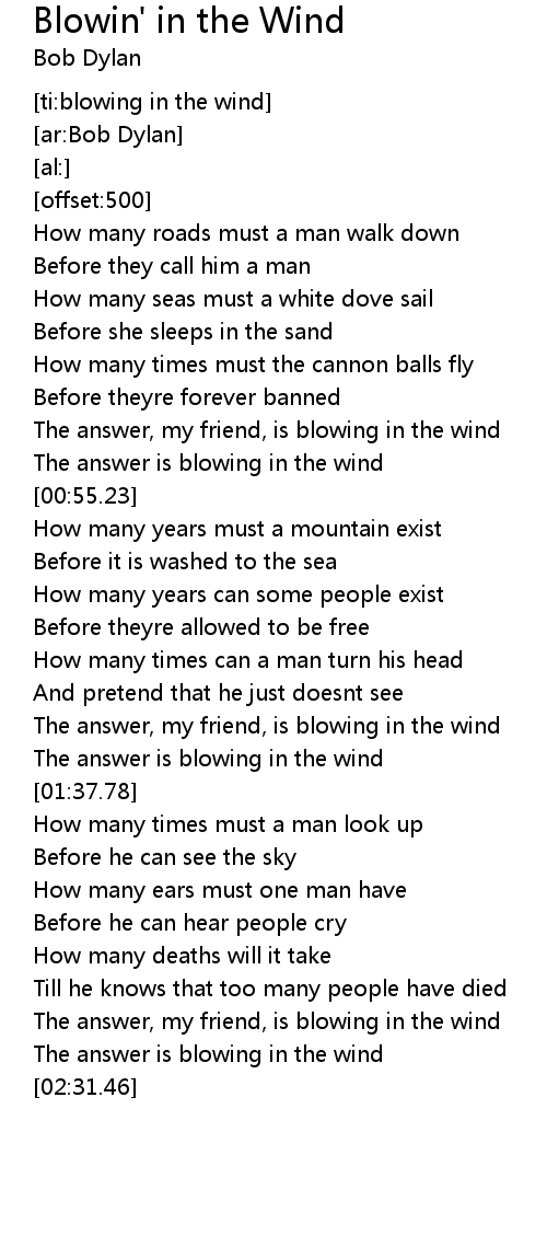 Blowin In The Wind Lyrics Follow Lyrics