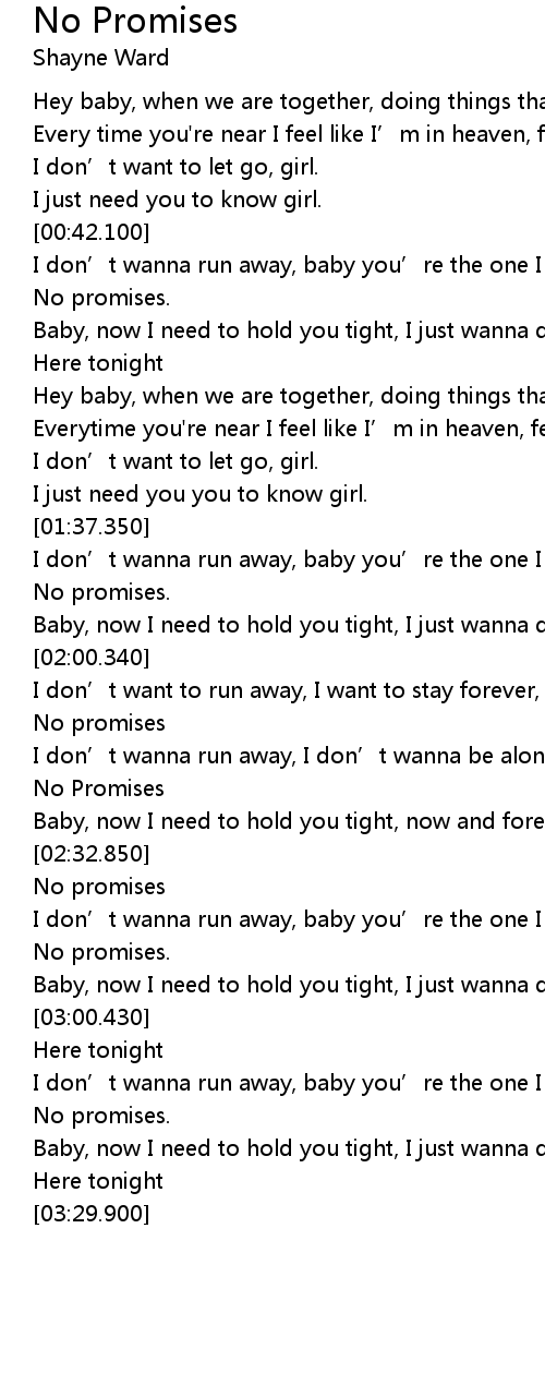 No Promises Lyrics Follow Lyrics