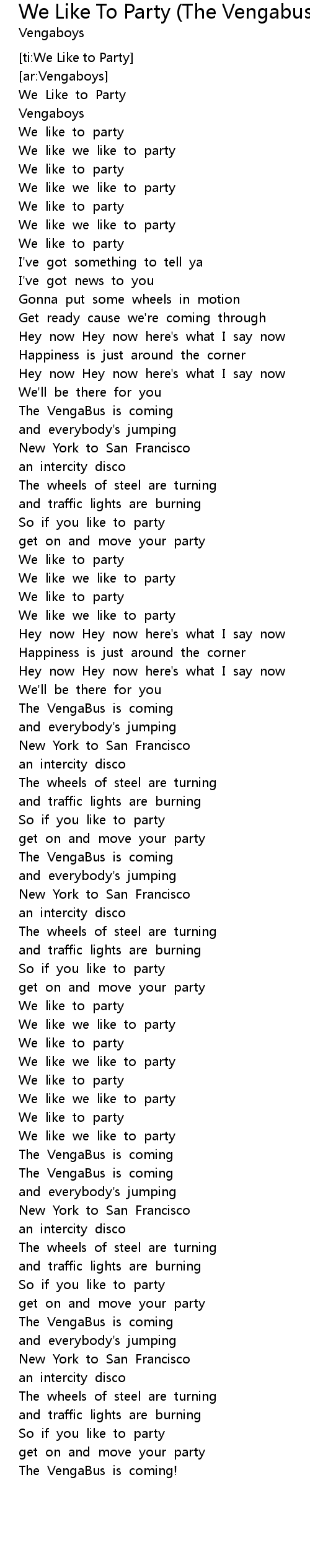 we like to party the vengabus lyrics follow lyrics