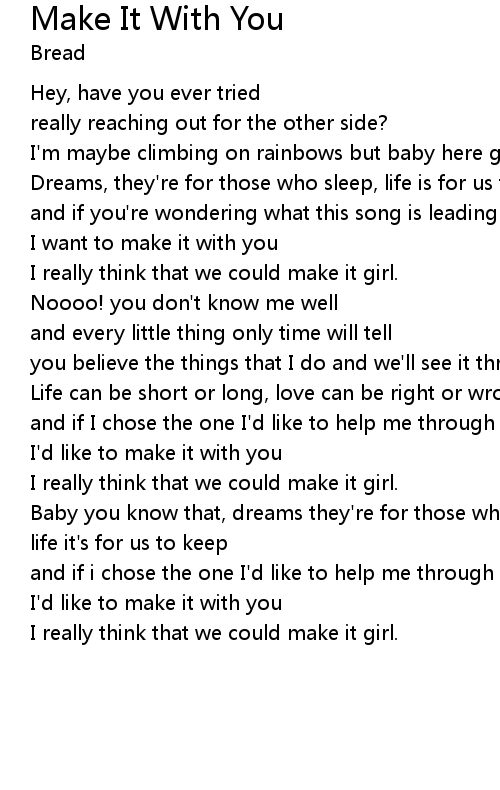 Make It With You Lyrics Follow Lyrics