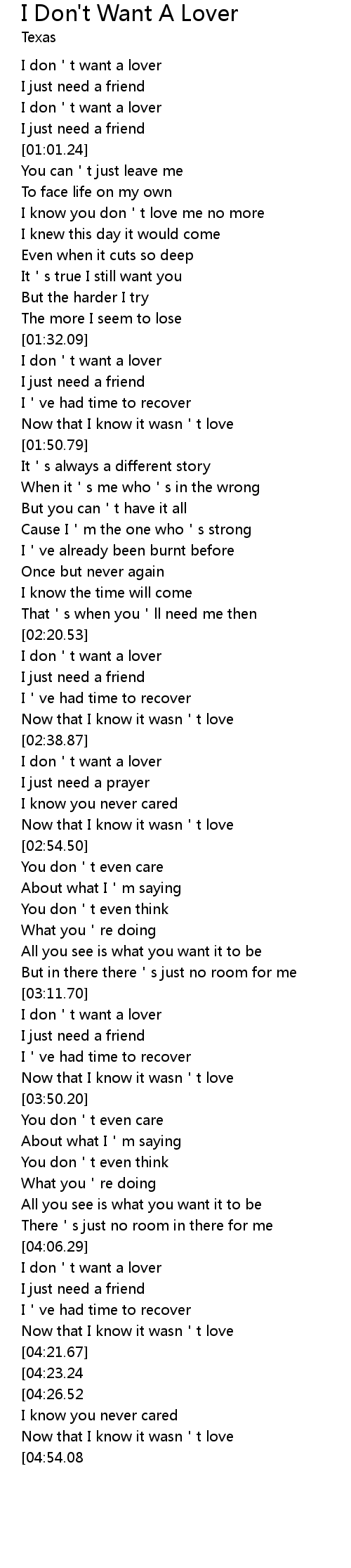 I Don T Want A Lover Lyrics Follow Lyrics