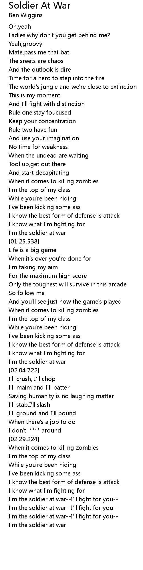 Soldier At War Lyrics Follow Lyrics