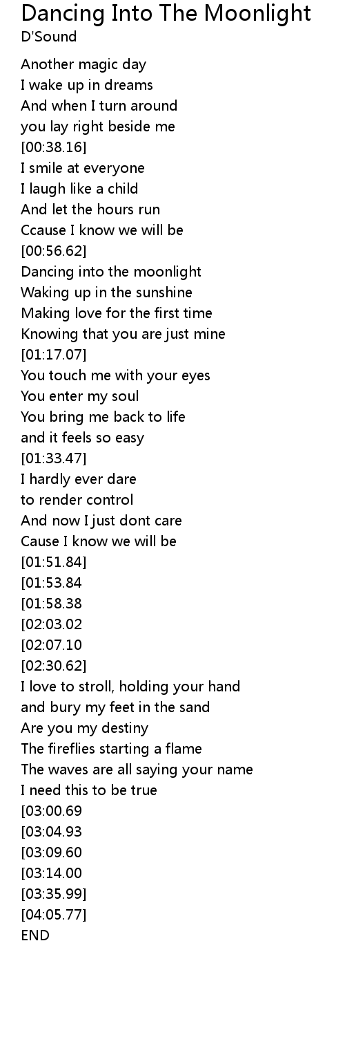 Dancing in the moonlight lyrics