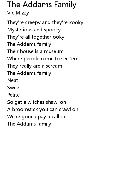 The Addams Family Lyrics Follow Lyrics   Image