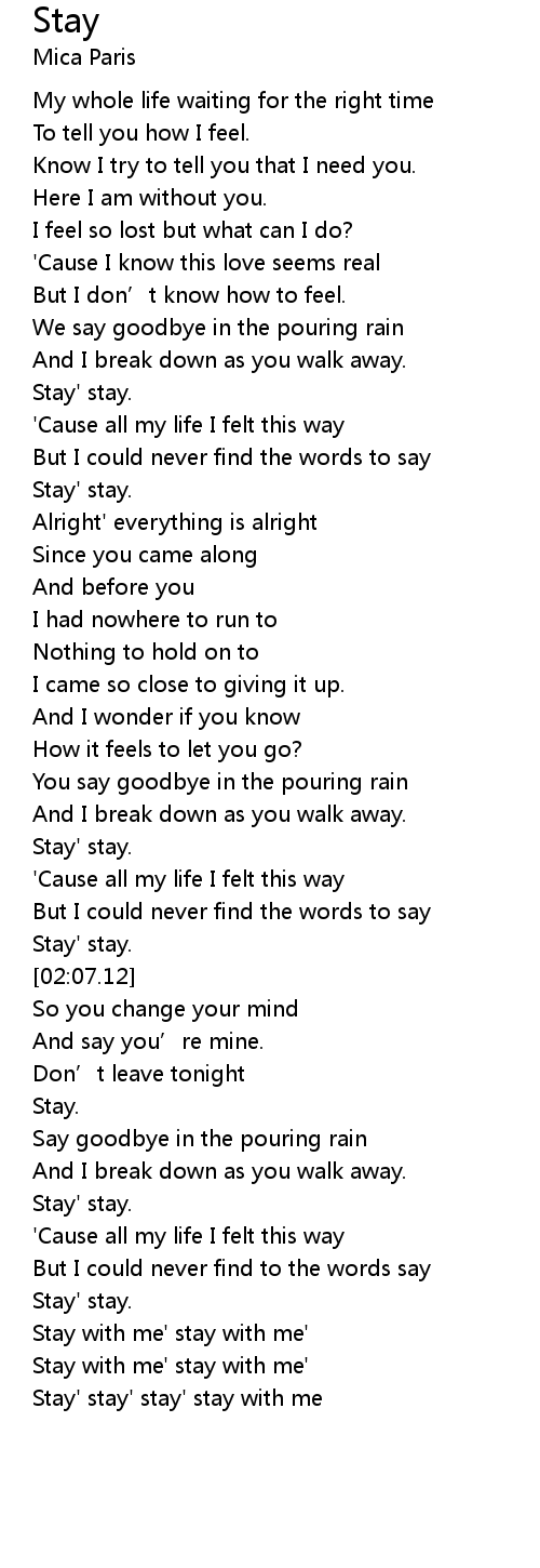 Stay Lyrics Follow Lyrics