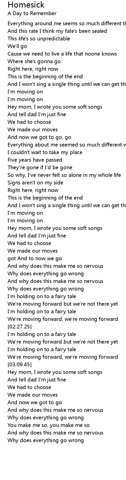 Homesick Lyrics Follow Lyrics