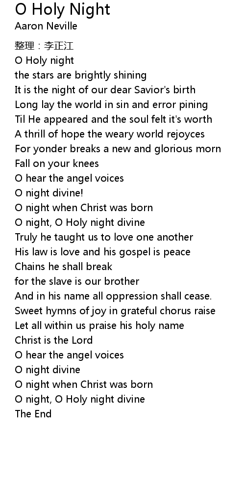 O Holy Night Lyrics Follow Lyrics