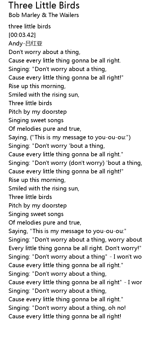 bob marley three little birds lyrics