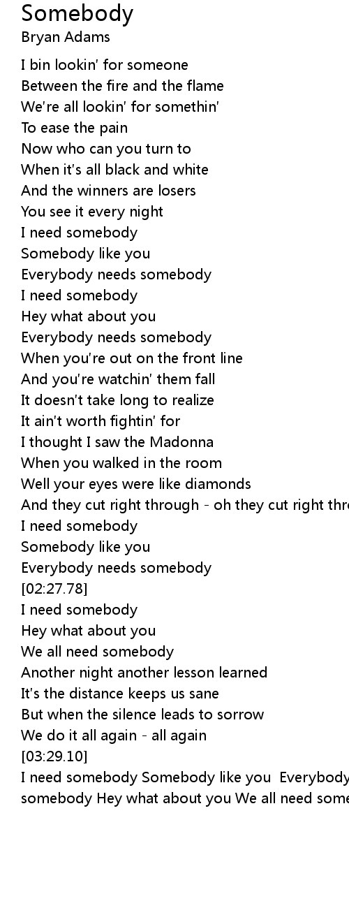 Somebody Lyrics Follow Lyrics