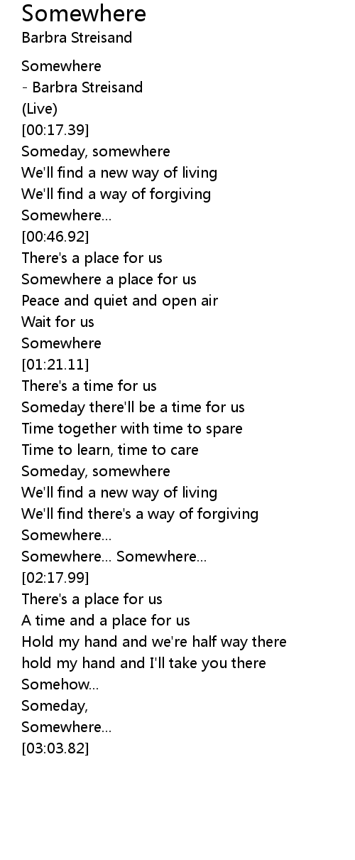 Somewhere Lyrics Follow Lyrics