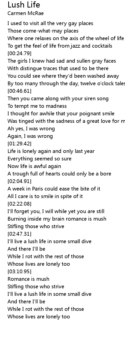 Lush Life Lyrics Follow Lyrics