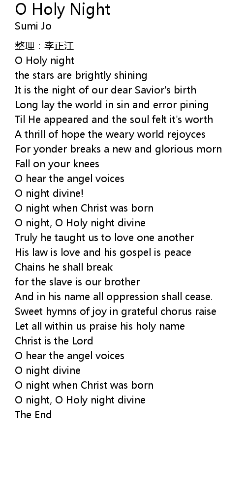 O Holy Night Lyrics Follow Lyrics