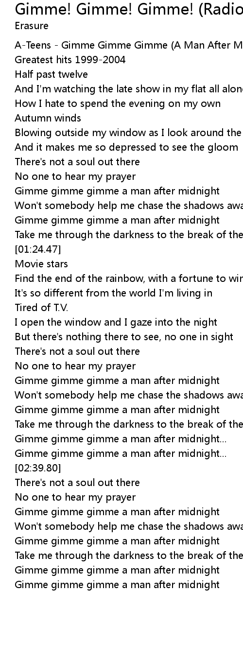 Gimme Gimme Gimme Radio One Session 10 3 87 Lyrics Follow Lyrics