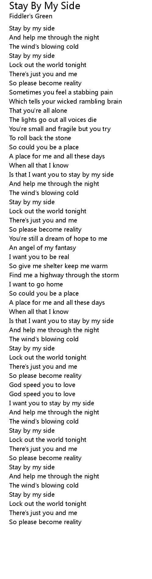 Stay By My Side Lyrics Follow Lyrics