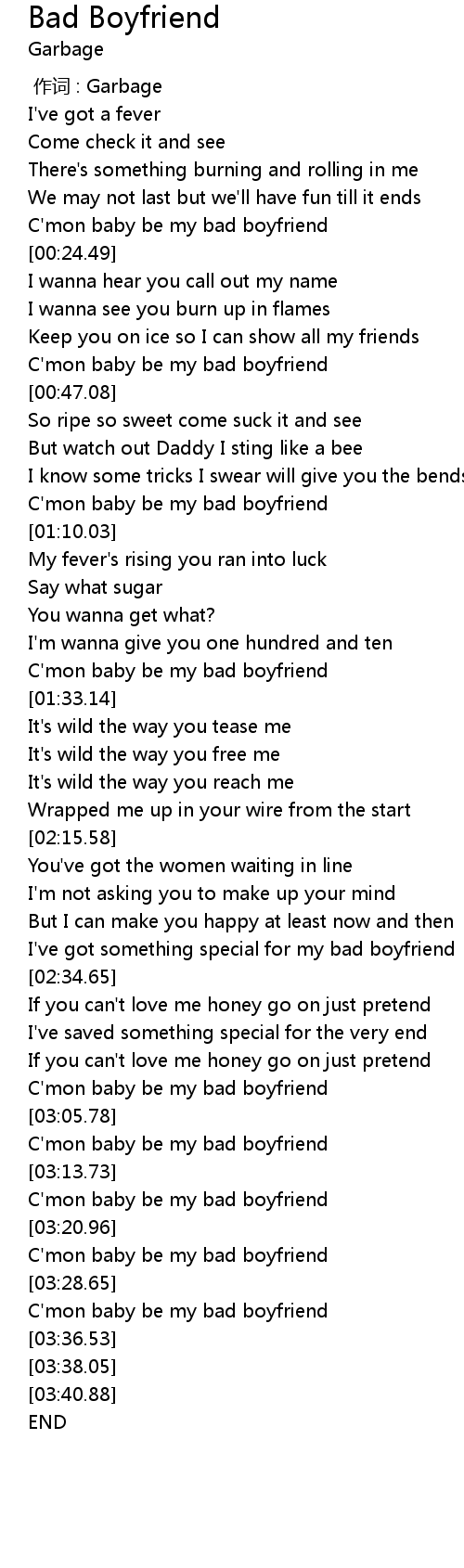 Bad Boyfriend Lyrics Follow Lyrics