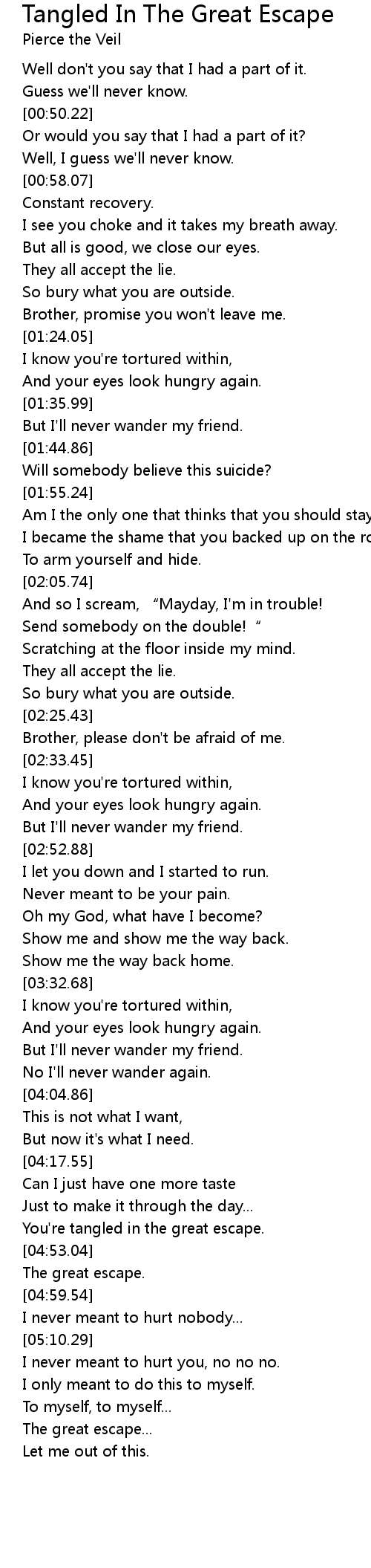 Tangled In The Great Escape Lyrics Follow Lyrics