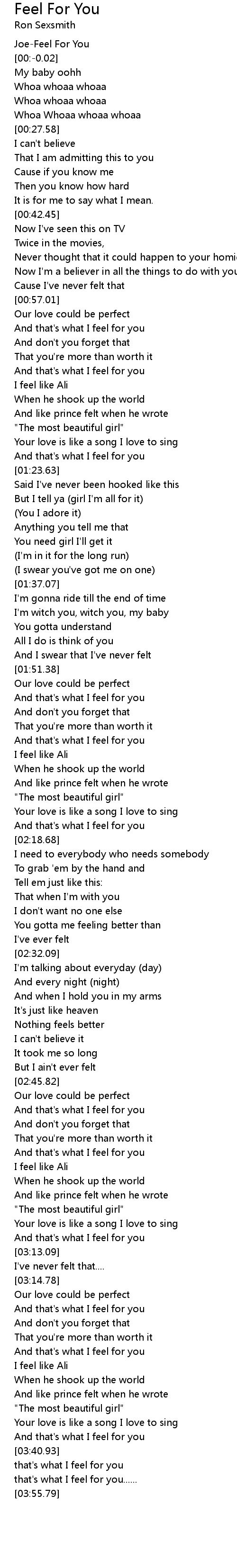 Feel For You Lyrics Follow Lyrics