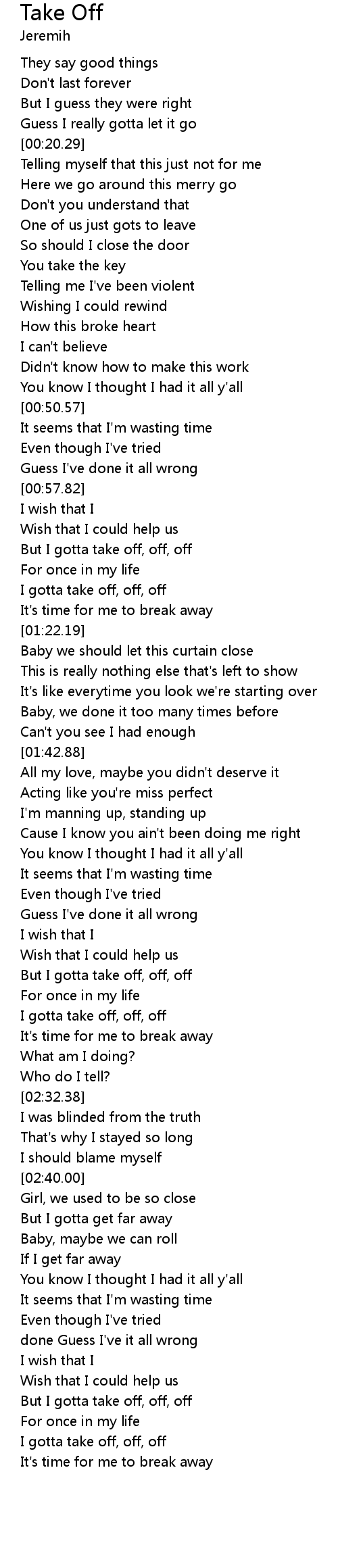 Take Off Lyrics Follow Lyrics