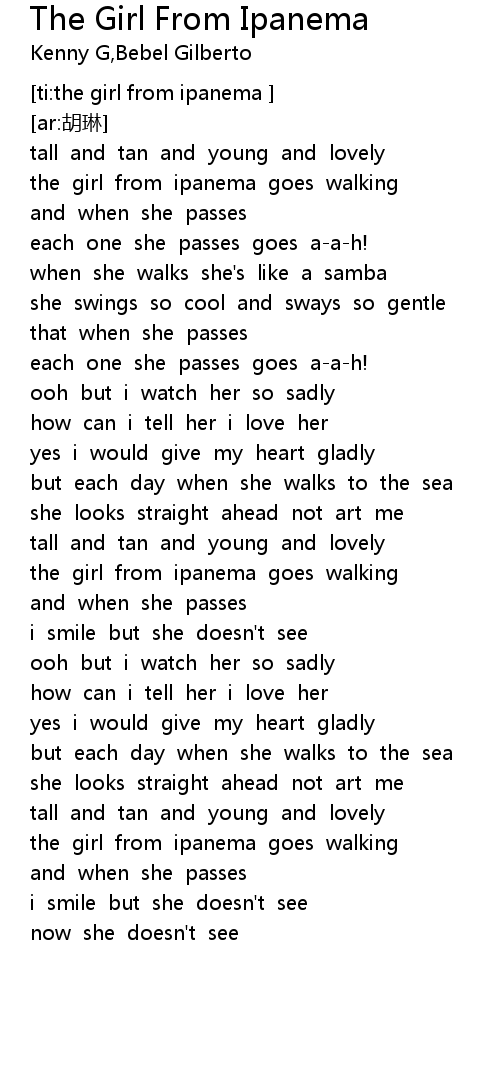 Girl From Ipanema Lyrics