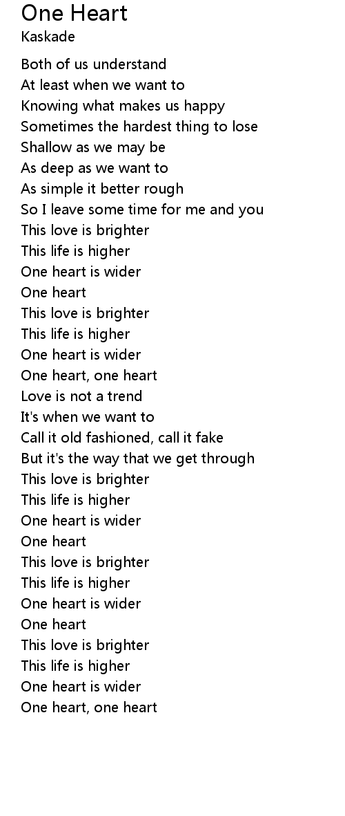 One Heart Lyrics Follow Lyrics