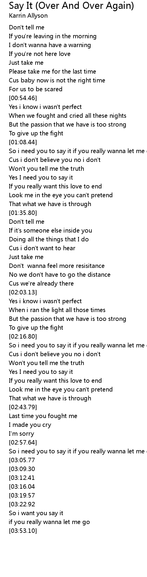 Say It Over And Over Again Lyrics Follow Lyrics