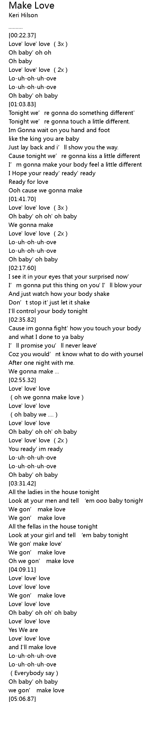 Make Love Lyrics Follow Lyrics