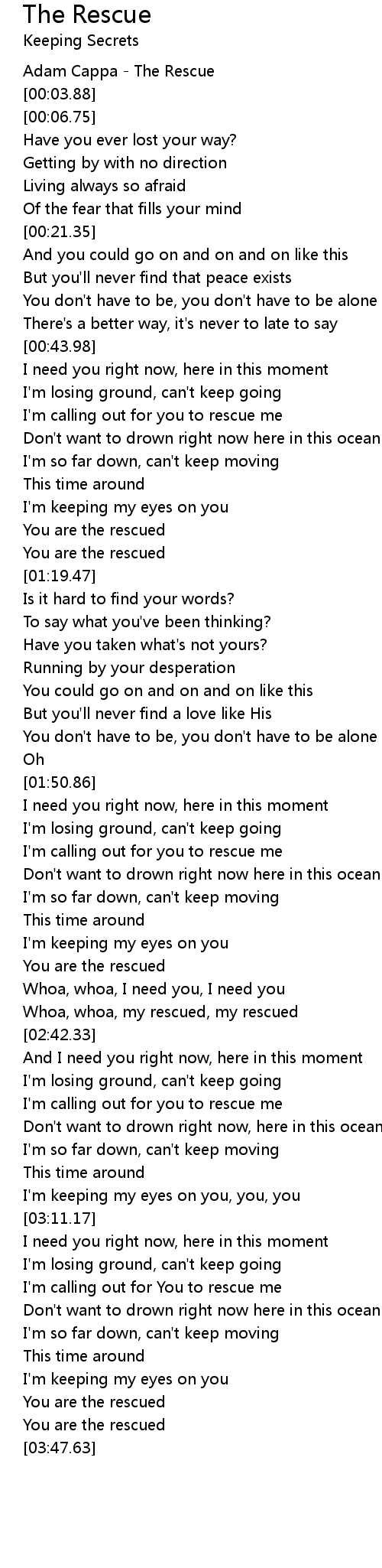 The Rescue Lyrics Follow Lyrics